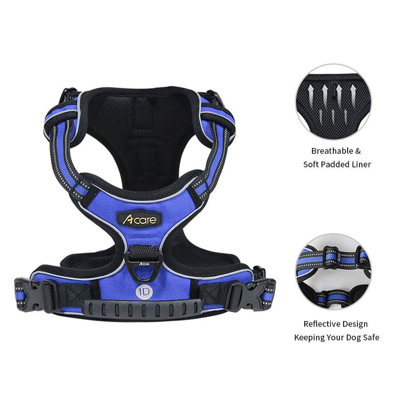 [Australia] - Acare Dog Harness Large Vest, Comfirt Harness for Dogs with Handle Large Dog Walking Harness - No More Pulling, Tugging or Choking - Blue Medium 