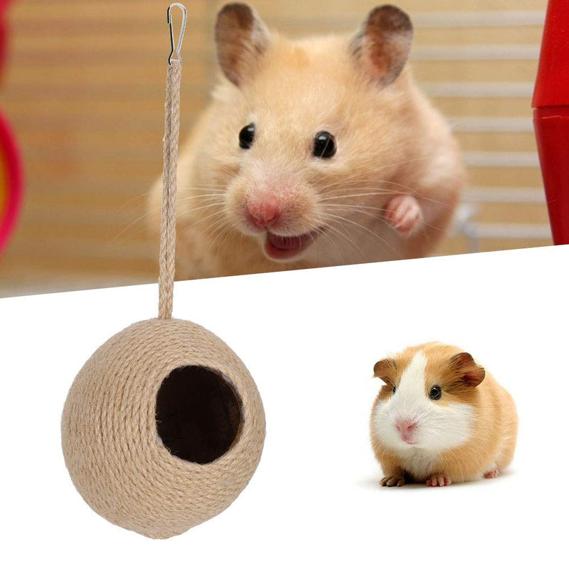 【Mother's Day】Hamster Bird Coconut Hideaway, Breeding Natural Coconut Shell Cage Hemp Rope Coconut Nest, for Bird Nest - PawsPlanet Australia