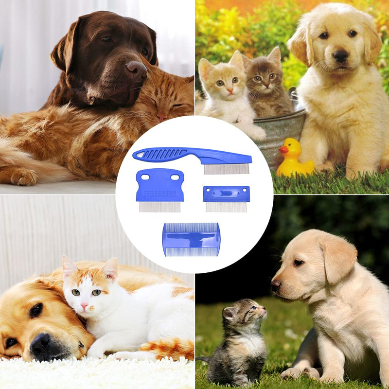 BAOSROY Flea Comb for Cats, lice comb, flea comb for dogs, flea comb, lice comb for dogs, tear stain remover comb, grooming comb for dogs and cats, dust comb for cats, lice comb stainless steel, for cats and dogs, 4 pieces - PawsPlanet Australia