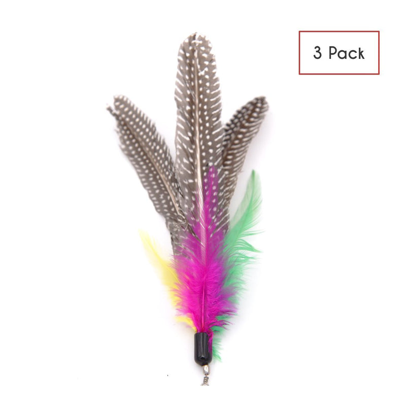 [Australia] - MorePets Daily Premium Handmade Cat Teaser Wand Toy Spinning Feather Refill 3 Pack 