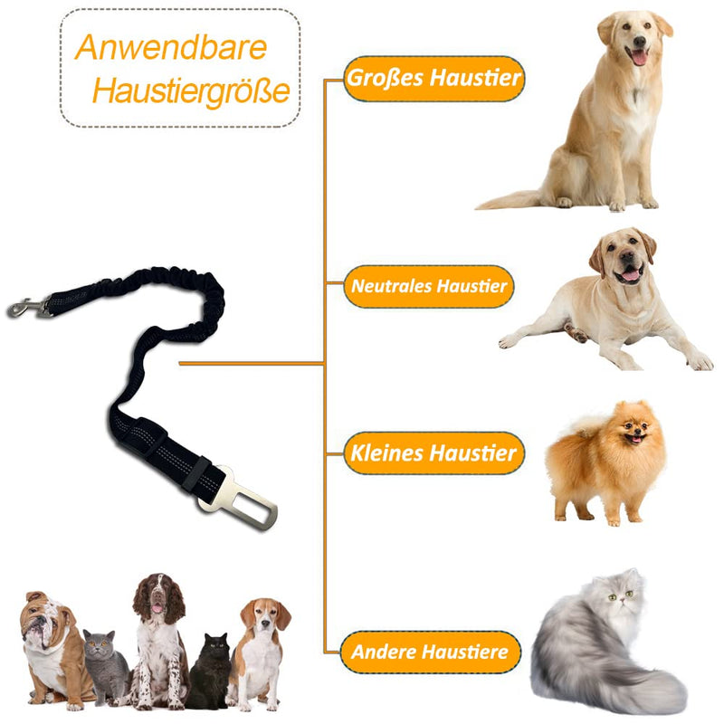 Car seat belt, dog seat belt, pack of 2, dog belt for car, seat belt dogs for car, adjustable long and short, dog seat belt for car, black - PawsPlanet Australia