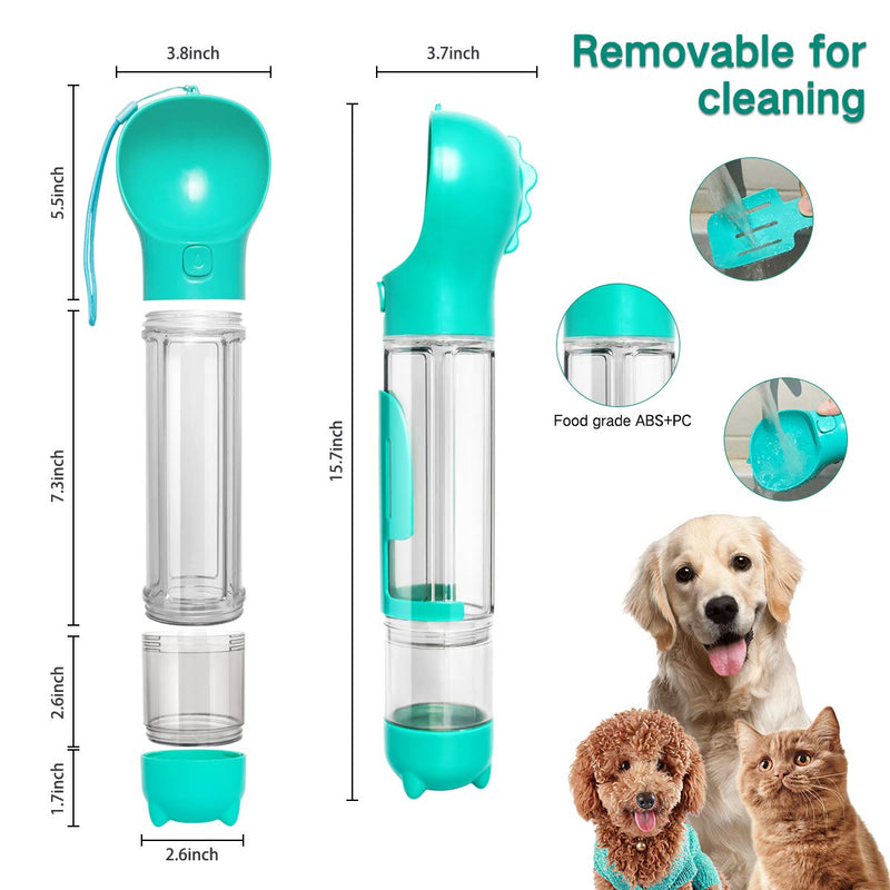 Esing Dog Water Bottle for Walking,Portable Puppy Drink Cup,17oz Pet Travel Water Bowl Dispenser with Food Containers&Garbage Bags (Lake Blue) Lake Blue - PawsPlanet Australia