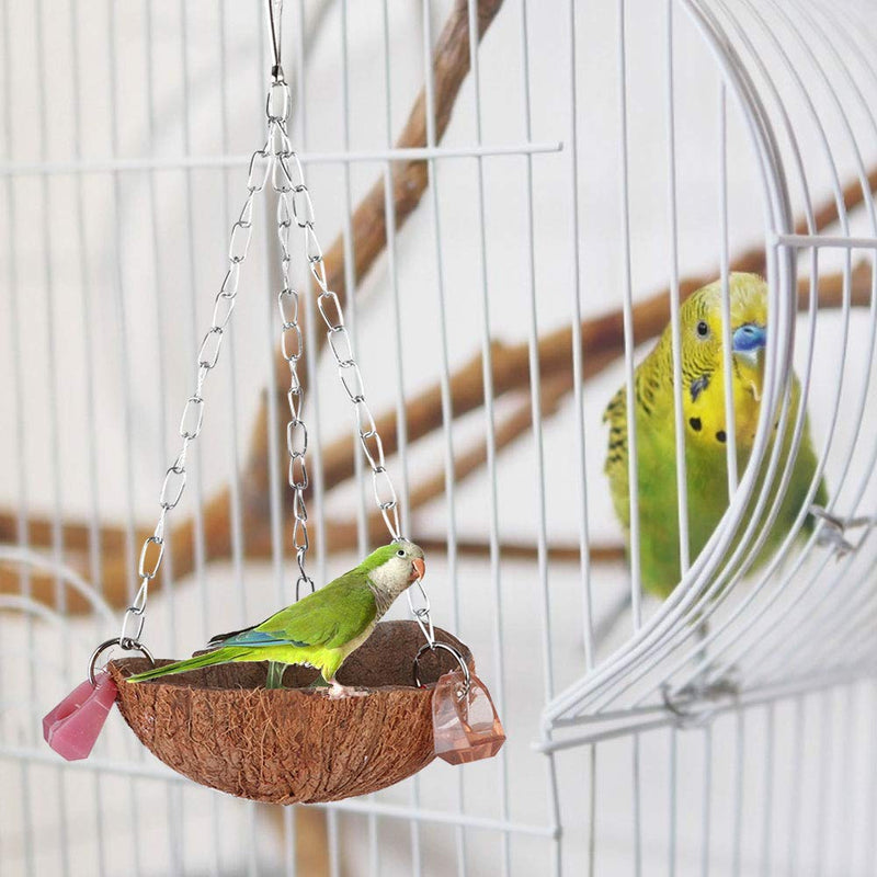 Yinuoday Bird Hammock Coconut Swing Cage Pet Toy Hanging Shell Bed Sling with Acrylic Rings Nest House for Squirrel Parrot Parakeets Home Decor - PawsPlanet Australia