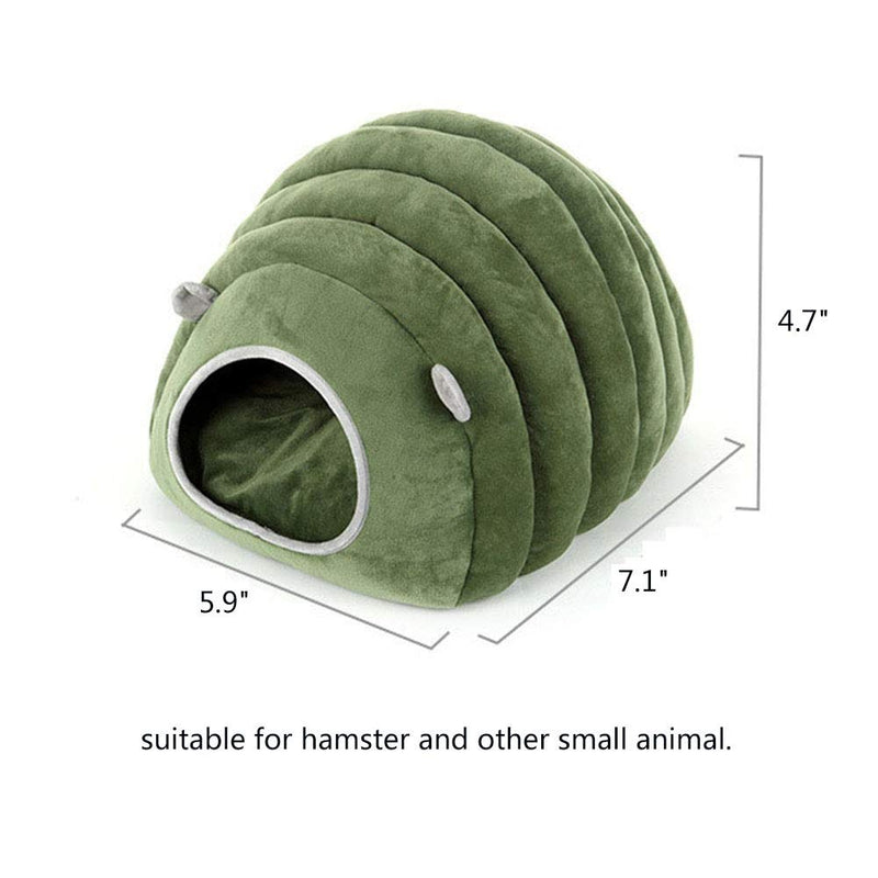 [Australia] - Delifur Warm Small Animals Bed Dutch Pig Hamster Chinchilla Habitat Mini House Green Caterpillar Nest for Small Cats Dogs XS 