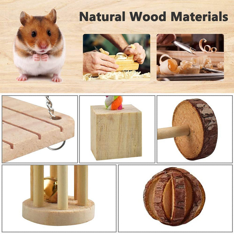 KATUMO Hamster Chew Toys, Natural Wooden Guinea Pigs Rats Chinchillas Toys Accessories Teeth Care Molar Toys Suitable for Rabbits Gerbils Ect Small Rodent Pets to Chew, Play and Teeth Care - PawsPlanet Australia