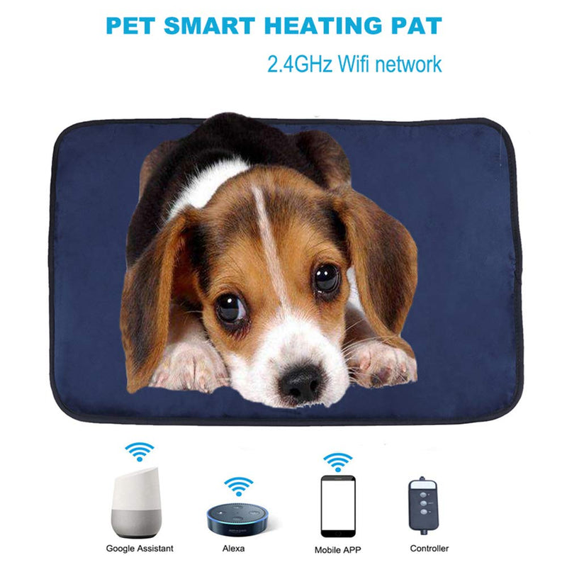 [Australia] - abcGoodefg Smart Pet Heating Pad Mat,Waterproof Warming Heating Mat Bed for Dogs Cat, Support Google Assistant, Amazon Alexa, Mobile App, Controller Large: 27.56" x 18.9" Dark Blue 