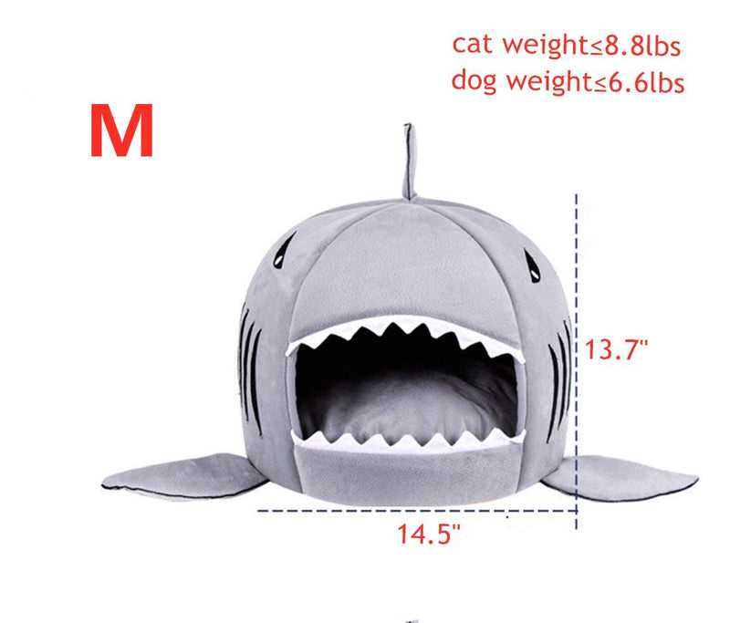 [Australia] - COCOPET Shark Bed for Small Cat Dog Cave Cozy Bed Removable Cushion,Waterproof Bottom Medium Blue 