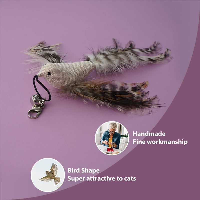 FUPUSUN 2021 Latest Cat Feather Toys, Interactive Cat Toys Kitten Toys, 1PCS Elasticity Cat Wand Toy and 3PCS Teaser Refills Tail Bird Feathers, Cat Toys for Indoor Cats Kitten Play Chase Exercise - PawsPlanet Australia