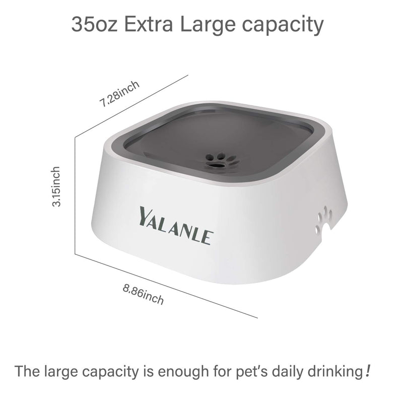 [Australia] - YALANLE Dog Bowl Pet Water Bowl No-Spill Dog Water Bowl Slow Water Feeder Vehicle Carried Pet Water Dispenser 35oz Feeder Bowl for Dogs/Cats 