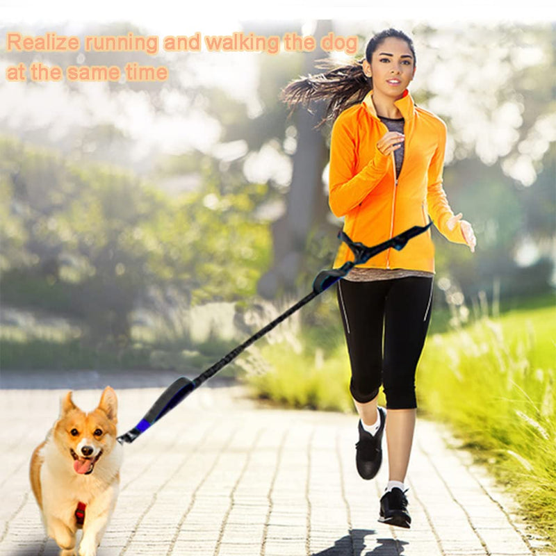 JVHLOV 165-240 cm jogging leash for dogs, retractable leash with double handle and waist belt, elastic and reflective running leash, premium dog leash for running and walking - PawsPlanet Australia