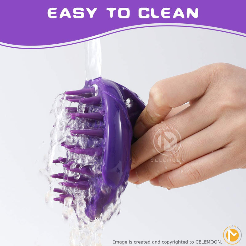 [Soft Silicone Pins] CeleMoon Ultra-Soft Silicone Washable Cat Grooming Shedding Massage / Bath Brush - Safe & No Scratching any more - Purple - PawsPlanet Australia