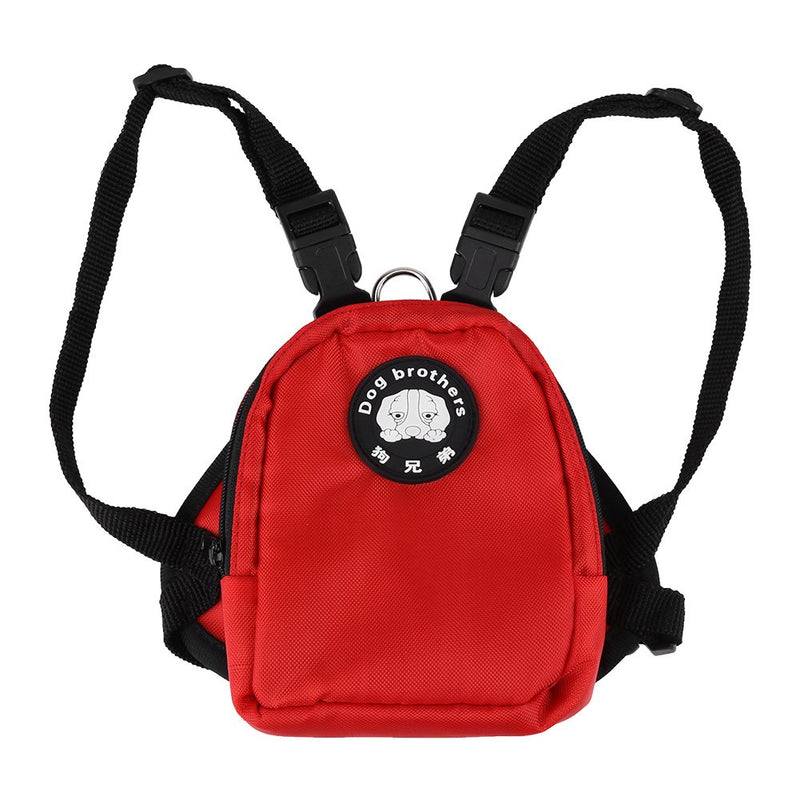 [Australia] - Filfeel Pet Backpack Leash, Small Dog Snack Storage Bag Harness with Lead Red L 