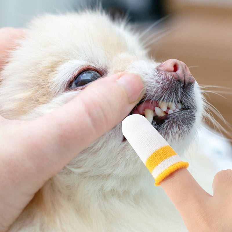 OusSee Pack of 10 Dog Toothbrush Finger Cots Reusable Pet Finger Toothbrush Finger Cots Dogs Dental Care Pet Toothbrush for Cats Pets Animal Supplies (5×Blue, 5×Yellow) - PawsPlanet Australia