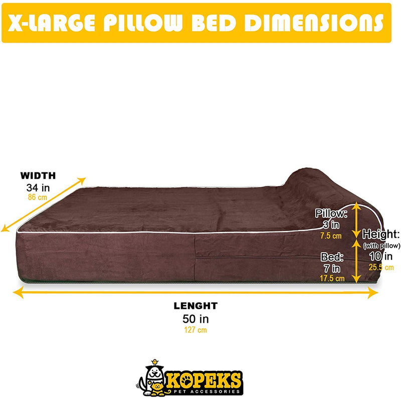 KOPEKS Dog Bed Replacement Cover Memory Foam Beds - Brown - Extra Large (Jumbo Size) X-Large - PawsPlanet Australia