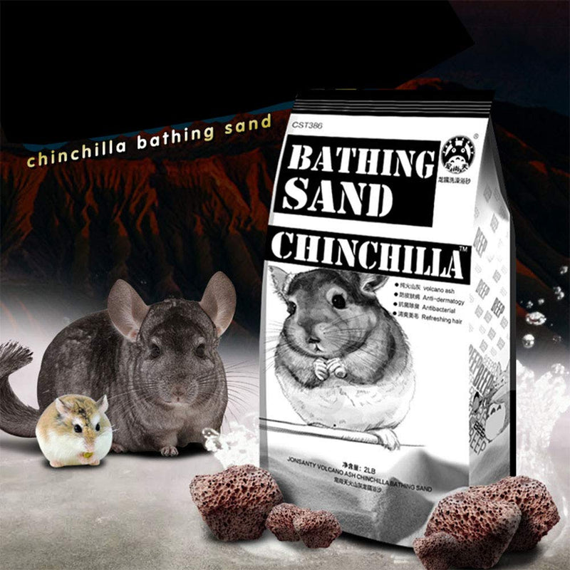 [Australia] - Gerbil Sand Chinchilla Bath Dust Hamster Bathing Sand Pure Pumice Dust Sand Toys for Degus Guinea Pigs Bunny Rabbits (2LB) 