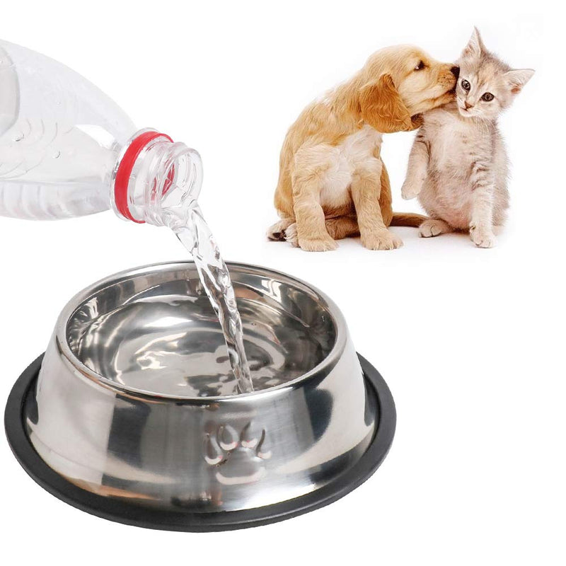 [Australia] - WANTKA Cat Bowl Dog Bowl Pet Stainless Steel Cat Food Water Bowl Non-Slip Rubber Base for Small Dogs Cats Animals Sliver 