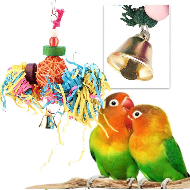 Parrot Shredding Toys Colorful Paper Strips Bird Chew Toy Bamboo weaving Bird Shredders Toy Foraging Hanging Toy for Budgie Parakeet Cockatiel Conure - PawsPlanet Australia