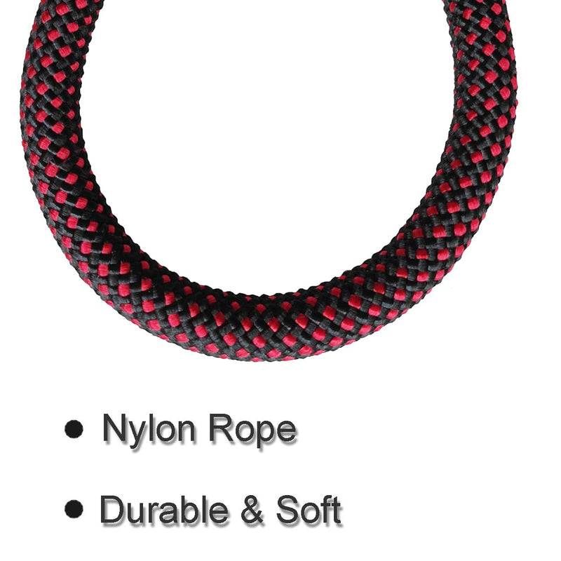 MayPaw 7FT Dog Slip Lead, Durable Strong Nylon Rope Lead, 6mm & 12mm Thick Dog Training Lead for Small Medium Large Dogs 1/2"*7ft Black red dot - PawsPlanet Australia