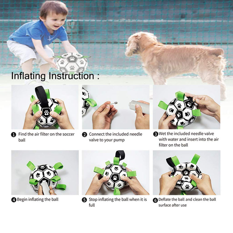 MordenApe Dog Soccer Ball, Dog Toy with Grab Tabs, Interactive Dog Toys for Tug of War, Dog Tug Toy, Dog Water Toy, Durable Dog Balls for Small & Medium Dogs (Black+White) Black+White - PawsPlanet Australia