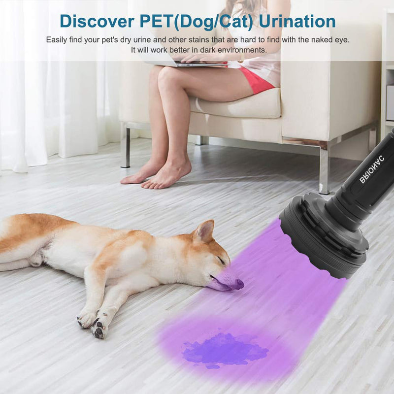 [Australia] - BRIONAC UV Black Light Flashlight, 128 LED 395nm Wavelength Blacklight for Pet (Cat/Dog) Urine Detection with 6AA Batteries (Not Included), Dry Stains, Scorpion and Pet Urine Detector 128LED 