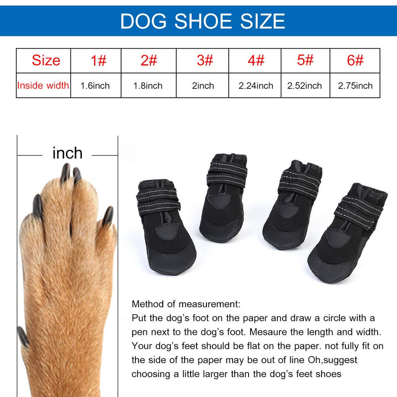 [Australia] - URBEST Dog Shoes, Waterproof Rugged Pet Dog Boots, Durable Rain Boots for Outdoor Indoor Shoes Non Slip Black Rubber Sole Reflective Strap Breathable Paw Protectors 4# 