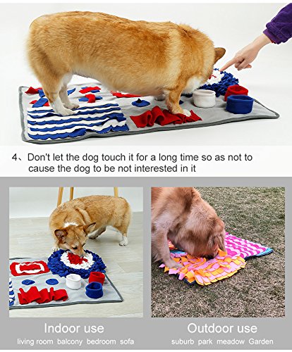 BT Bear Dog Feeding Mat,Pet Snuffle Mat Puppy Training Pad Pet Nose Work Blanket Non Slip Pet Activity Foraging Skill Stress Release Mat for Medium Large Dogs (Blue-70 * 105CM) Blue--Large - PawsPlanet Australia