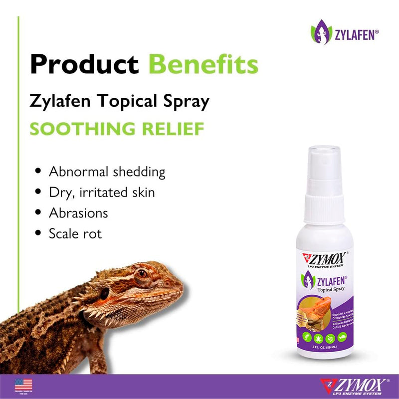 Zymox Zylafen Topical Spray for Reptiles, 2 oz. – Supports Healthy, Complete Shedding for Lizards, Snakes, Turtles & Frogs – Soothes Irritated Skin: Abrasions, Wounds, & Abnormal Shedding - PawsPlanet Australia