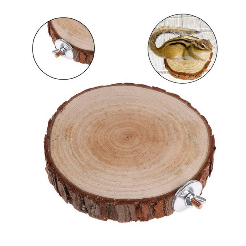 POPETPOP Round Wooden Springboard Bird Parrot Perch Platform Stand Rack Toy Small Animals Hamster Cage Stands (10-12cm) L - PawsPlanet Australia