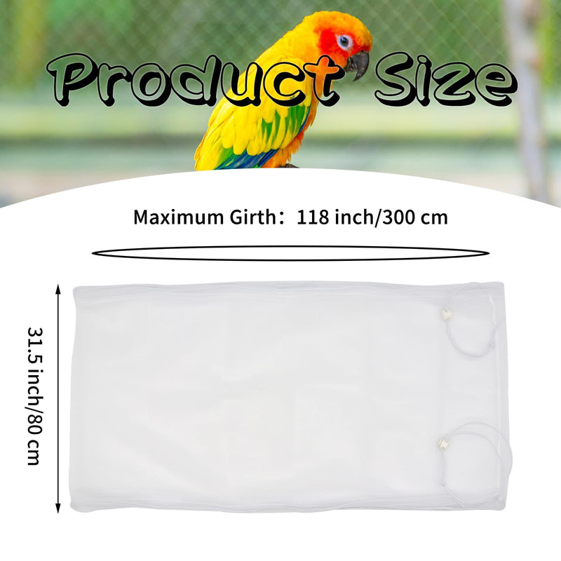 Daoeny Bird Cage Seed Catcher, Large Bird Cage Cover, Adjustable Soft Airy Nylon Mesh Net, Birdcage Cover Skirt Seed Guard for Parrot Parakeet Macaw African Round Square Cages (White) White - PawsPlanet Australia