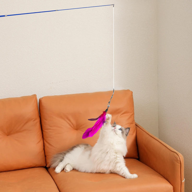 Fousenuk Cat Fishing Rod Stable with Feathers, Pack of 12 Cat Toys Intelligence, Cat Toy, the Cat Fishing Rod Is 31cm Long Can Be Extended to 83cm, Feather Toy for Employment - PawsPlanet Australia