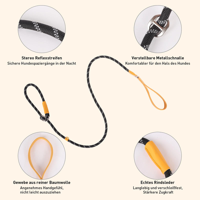 Lollanda Adjustable Dog Lead, Reflective Dog Lead, Long Training Lead, Dog Lead for Large & Medium Dogs (Yellow) Yellow - PawsPlanet Australia