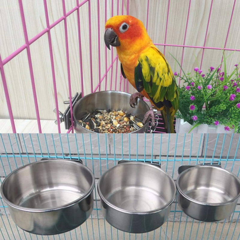 POPETPOP Bird Parrot Feeding Bowls Stainless Steel Water & Food Feeder Cups for Chinchilla, Ferret, Cockatiel, Conure, Parakeet S - PawsPlanet Australia