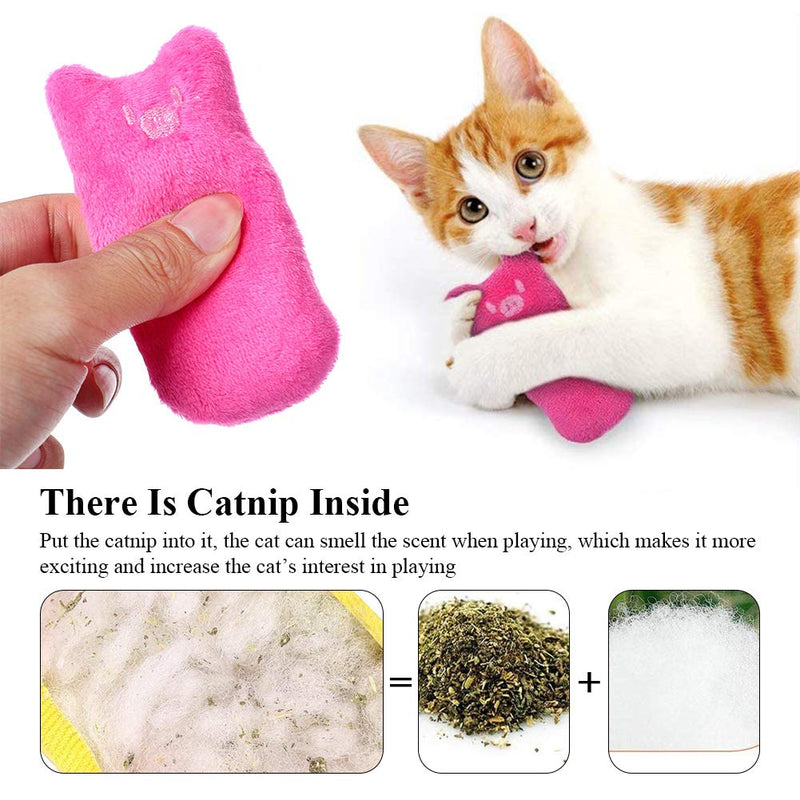 AnCoSoo Catnip Toys for Cats, 5 Pack Cat Plush Scratch Playing Chewing Teeth Cleaning with strong catnip fish, Pillow Pet Catnip Grinding Chew Toys 01 - PawsPlanet Australia