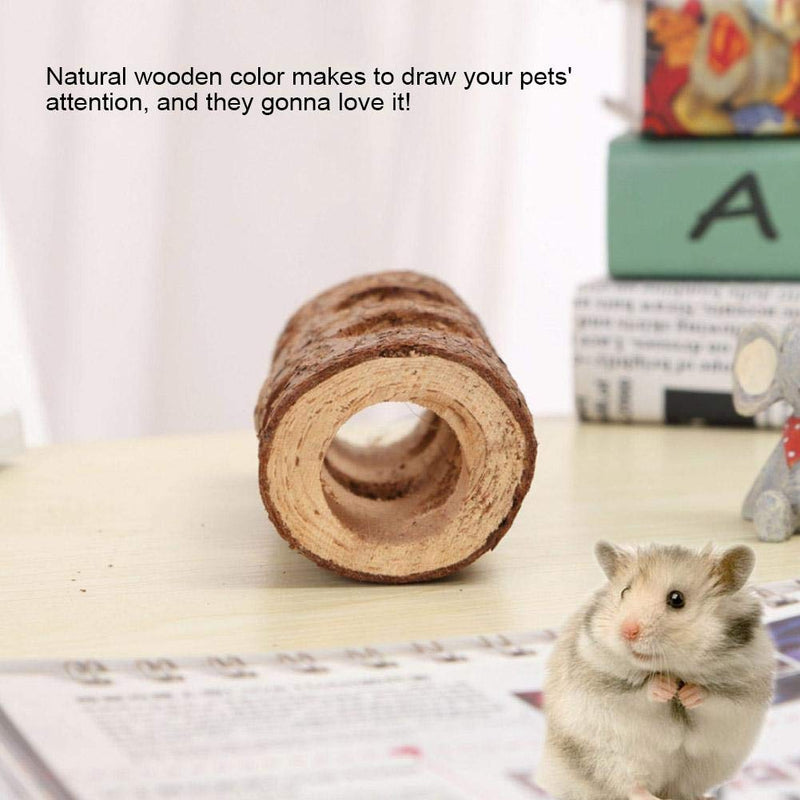 Natural Wooden Animal Tunnel Exercise Tube Chew Toy for Rabbit Ferret Hamster Guinea Pig(L) - PawsPlanet Australia