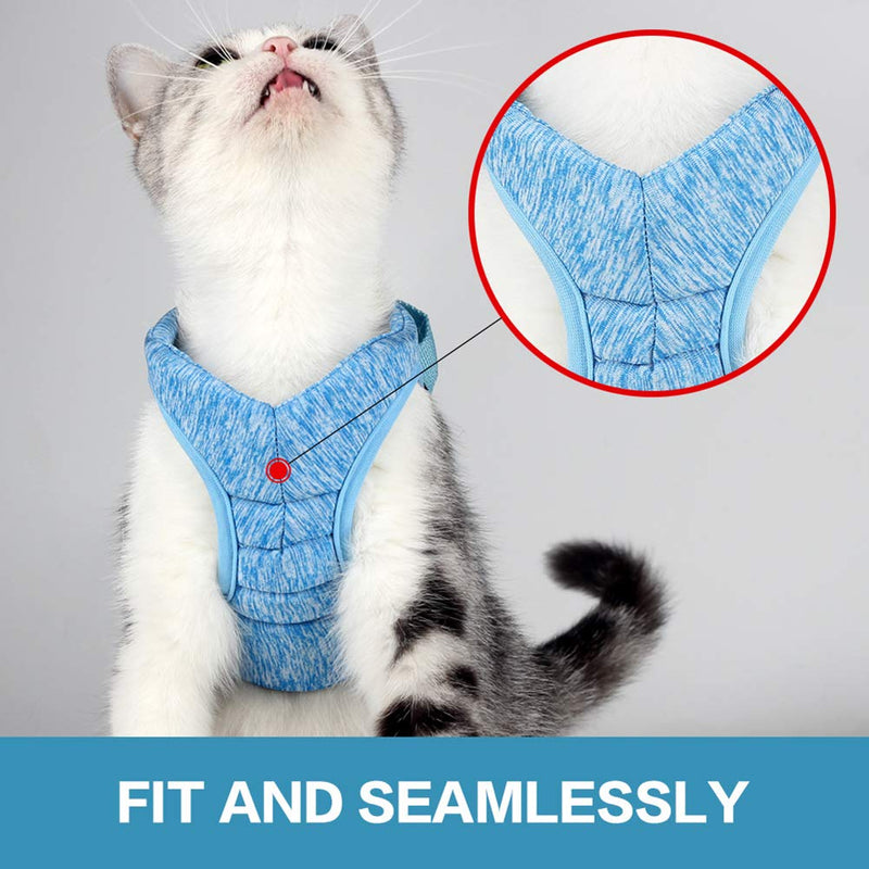 Dotoner Cat Harness and Leash Set Ultra-Light Kitten Collar Soft and Comfortable Cat Walking Jacket Running Cushioning escape proof Suitable for Puppies Rabbits with Cationic Fabric(S, blue) S (Pack of 1) - PawsPlanet Australia