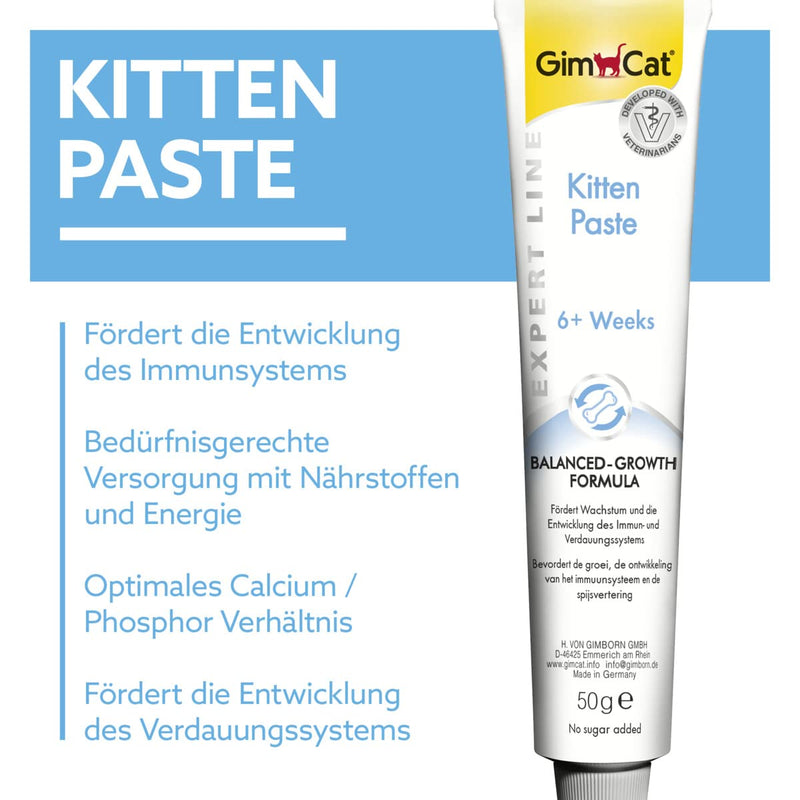 GimCat EXPERT LINE Kitten Paste - Functional cat snack promotes the development of young cats - 1 tube (1 x 50 g) 50 g (pack of 1) - PawsPlanet Australia