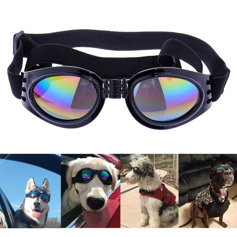 NA/ 2 Pcs Dog Goggles, Adjustable Strap Dog Goggles Eye wear Protection for Travel Skiing, UV Protection Waterproof Sunglasses for Dog Black, White - PawsPlanet Australia