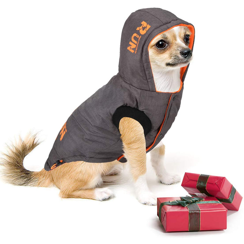 Idepet Waterproof Dog Coat,Pet Dog Winter Warm Jacket Vest Outdoor Cotton Dog Hoodie Outfit Apparel for Small Medium Dogs Cats XXL Orange - PawsPlanet Australia