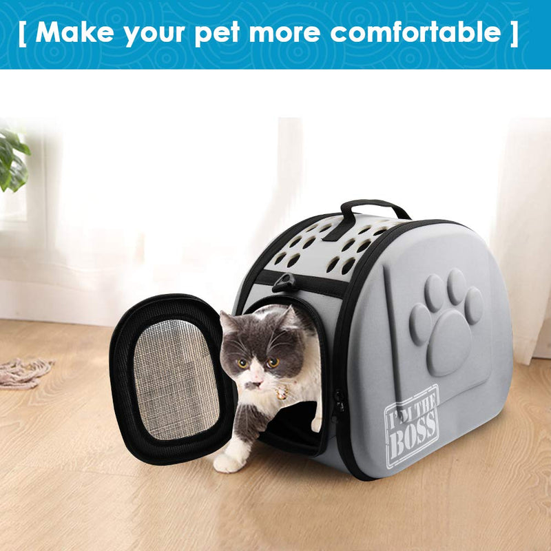 [Australia] - AriTan Pet Travel Carrier, Soft-Sided Collapsible Portable EVA Cat Bag with Mesh Windows, Porous Design, Best for Small or Medium Dog and Cat Large Grey 