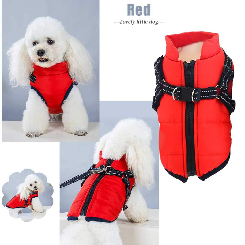 POHOVE Cold Weather Dog Warm Vest Jacket Coat, Winter Clothes Dog Warm Vest Snowproof Jacket Coat Rainproof Fabric M Red - PawsPlanet Australia