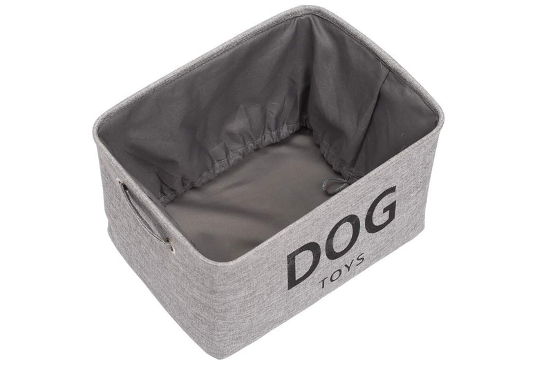 Morezi Canvas Dog Toy Box Puppy Toy Basket Bin with Handles and Drawstring Closure - Perfect for Organizing Pet Toys, Blankets, Leashes, Towel, Coats, Diaper, Pet Pee Mat - Grey - PawsPlanet Australia