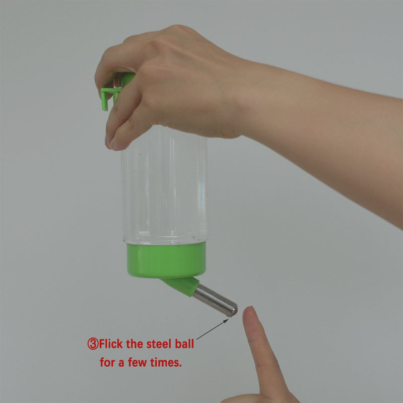 [Australia] - Flammi Pet Water Bottle Hanging No Drip Chew Proof 450ml/15oz for Puppy Cat Rabbit Small Animals, Automatically Feeding Water (Green) 