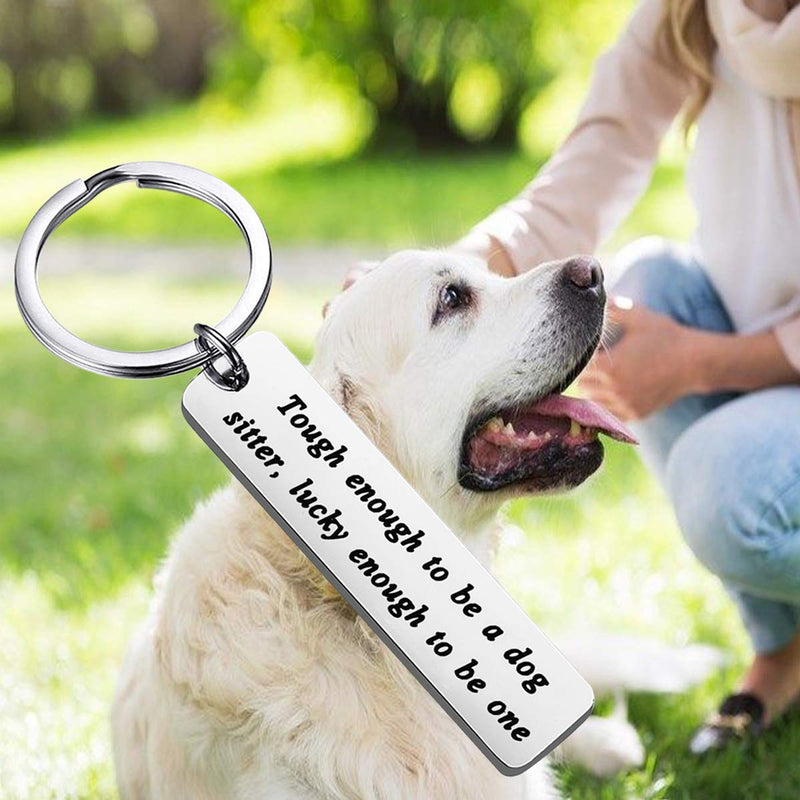 MYSOMY Dog Sitter Gift Pet Sitter Gift Keychain Tough Enough to Be A Dog Sitter Lucky Enough to Be One Keychain Pet Sittering Jewelry for Dog Walker Gift Pet Owner Gift silver - PawsPlanet Australia