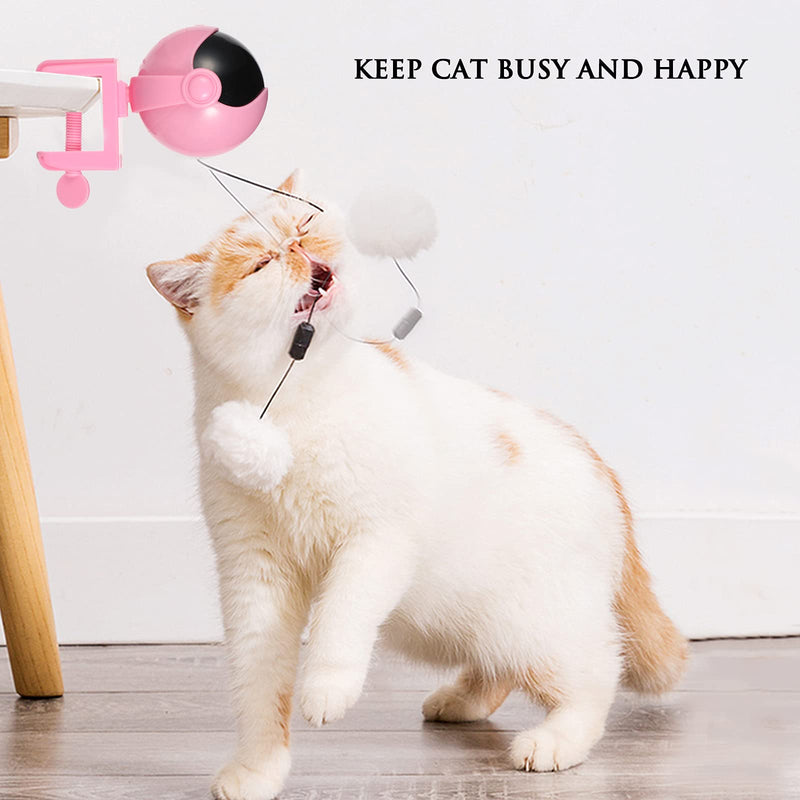 glowworming Smart Lifting Cat Ball, Automatic Cat Toy for Indoor Cats Interactive with Plush Ball, 2 PCS Replacement with Bell (Tassel/Mouse) Pink - PawsPlanet Australia