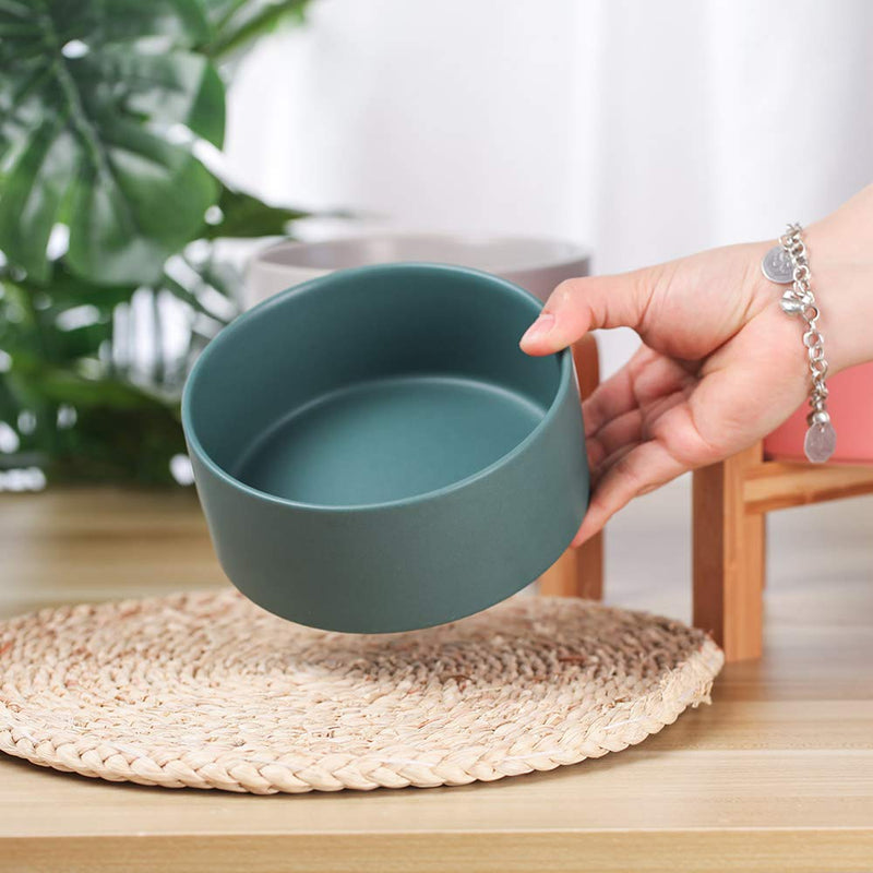 HCHLQLZ Green Ceramic Elevated Raised Cat Bowl with Wood Stand No Spill Pet Food Water Feeder Cats Small Dogs - PawsPlanet Australia