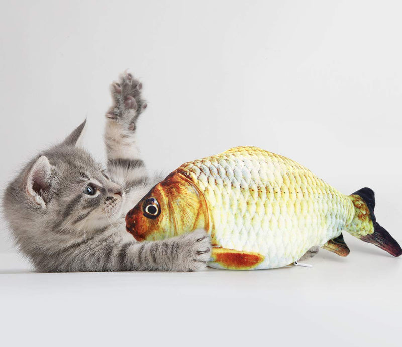 [Australia] - Pawaboo Electric Fish Cat Toys, Realistic Flopping Fish, Moving Dancing Plush Fish Cat Toys, Interactive Kicker Fish Toy, Playing Exercise Training Biting Chewing Toys for Cat Kitty Kitten grass carp 