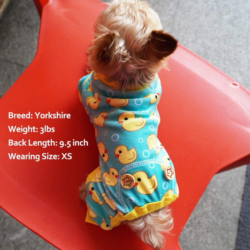 kyeese Dog Pajamas Yellow Ducks for Small Dogs Soft Material Stretchable Dog Pjs Cat Pajama Dog Apparel X-Small - PawsPlanet Australia