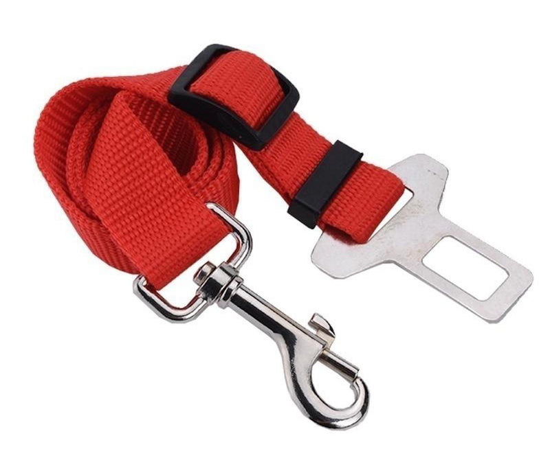 [Australia] - New Tech Junkies SEAT BELT restraint clip-on to collar/harness Pet Dog car truck mini-van Animal Safety nylon RED 