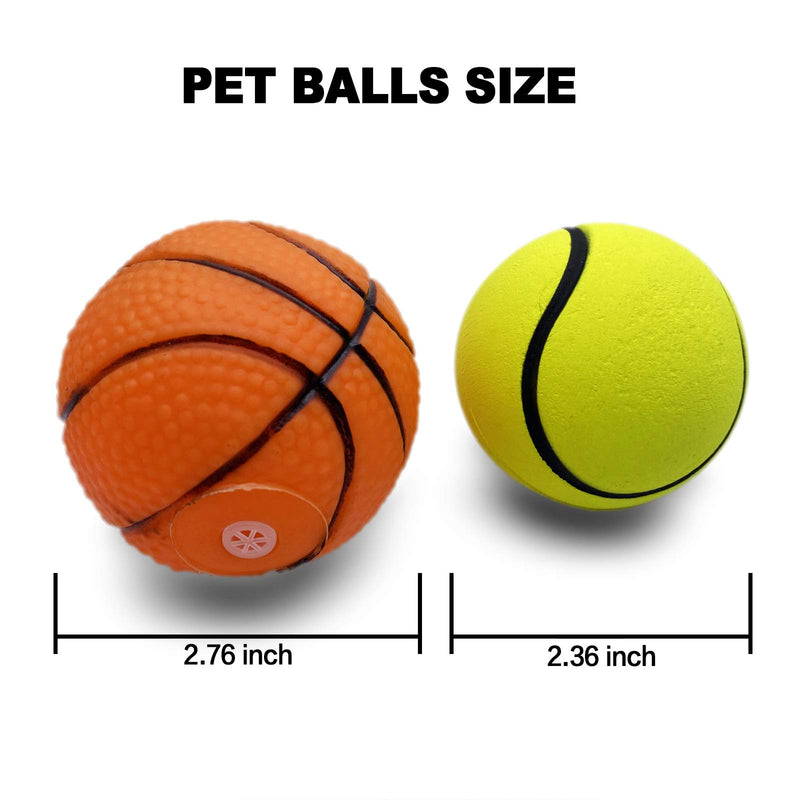 [Australia] - SisterAling Soft Tennis Solid Elastic Latex Rubber Dog Toy Balls and Funny Basketball Plastic Water Squirt Toys for Small Medium Dogs Interactive Chew Sound Fetch Play 