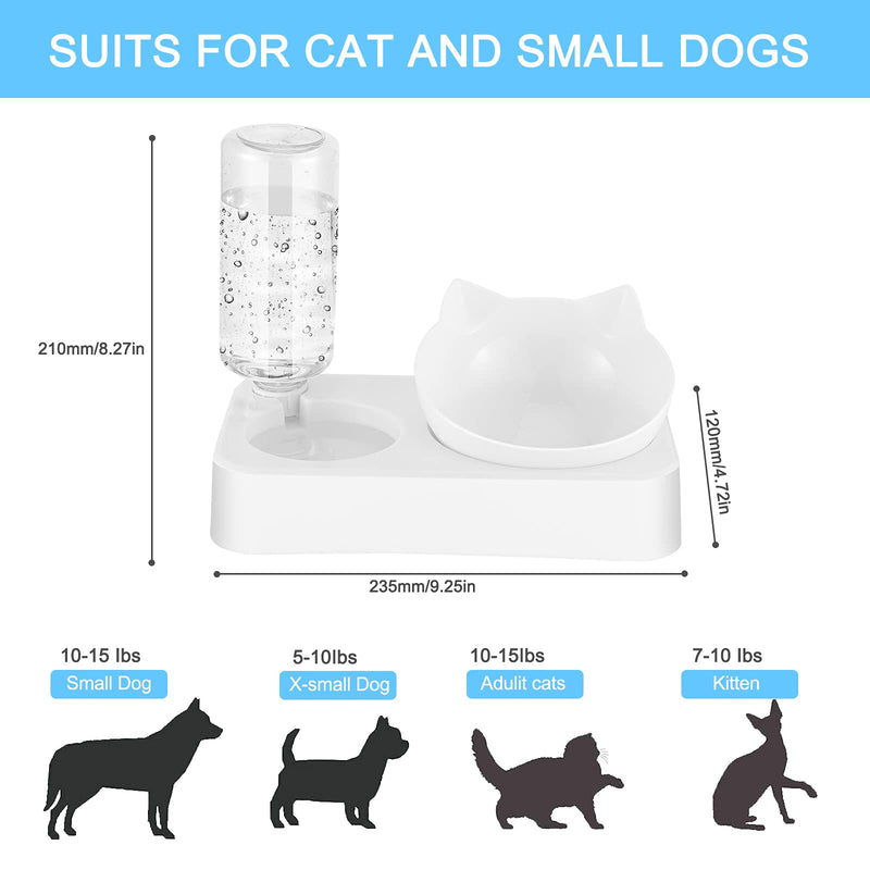 Gomyhom Cat Dishes for Food and Water,Detachable Gravity Bowl Dog Food Feeder,Widening Sink Non-Spill Bowls for Cats and Small Dog-23.5X12X21cm(S) 23.5X12X21cm(S) - PawsPlanet Australia